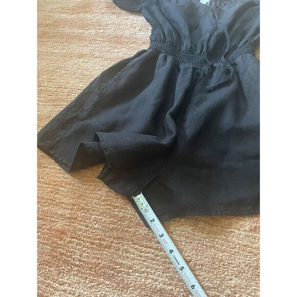 Cloth & Stone Black Puff Sleeve Romper EcoVero Sz S Smocked Waist - Picture 5 of 7